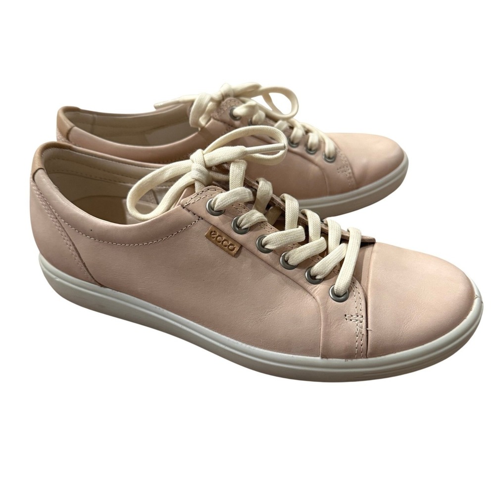 ECCO Soft 7 Women's Leather Sneakers Rose Dust Pink Low Top Size 8 Excellent